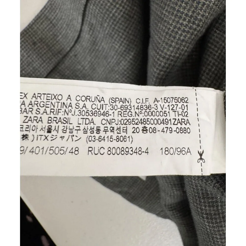 Zara 100% Linen mens plaid 2 button blazer tailored‎ office sz 38 (M)